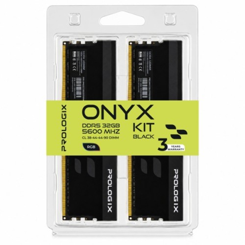 Модуль пам'яті для комп'ютера DDR5 32GB (2x16GB) 5600 MHz Onyx Black RGB Prologix (PRO32GB5600YBR5K)