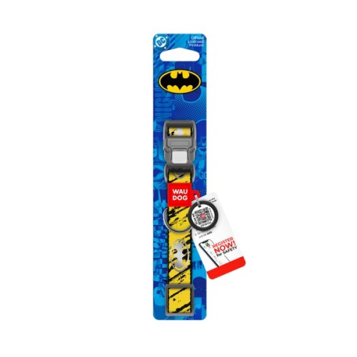 Нашийник для тварин WAUDOG Nylon з QR паспортом "Бетмен Ескіз", пластиковий фастекс, S (280-1081)