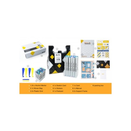 Художній маркер Arrtx Спиртові Oros ASM-03BU 24 кольори, сині відтінки (LC302529)