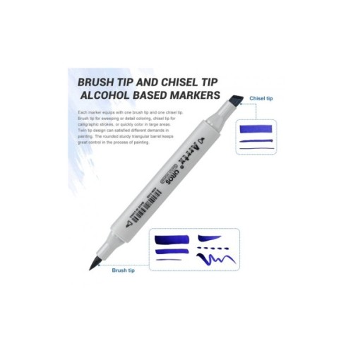 Художній маркер Arrtx Спиртові Oros ASM-03BU 24 кольори, сині відтінки (LC302529)