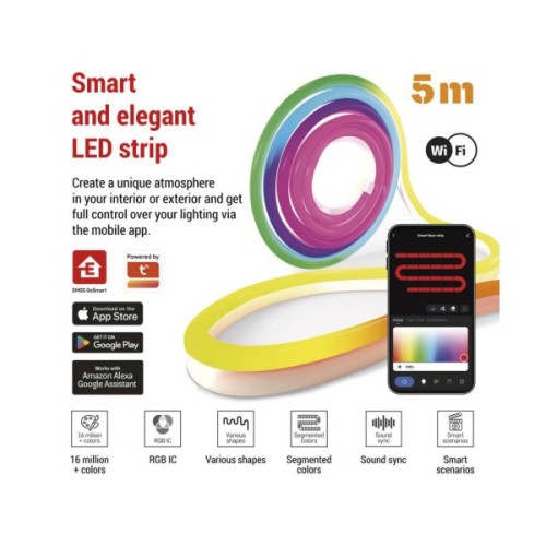 Світлодіодна стрічка EMOS ZPW513I NEON white 5 m 33 Вт RGBIC WiFi (ZPW513I)