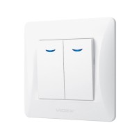 Вимикач Videx BINERA 2кл з підсвічуванням білий (VF-BNSW2L-W)