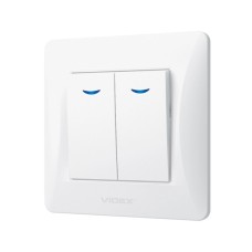 Вимикач Videx BINERA 2кл з підсвічуванням білий (VF-BNSW2L-W)