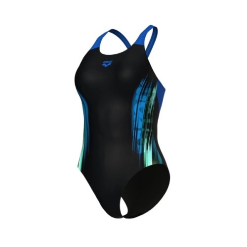 Купальник Arena Breath Swimsuit V Back Lb 008330-580 синій, чорний, бірюзовий 44 (3468337422006)