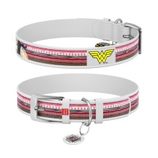 Нашийник для тварин WAUDOG Design з QR паспортом "Чудо-жінка" XS Ш 12 мм Д 20-28 см білий (0013-1009-15)