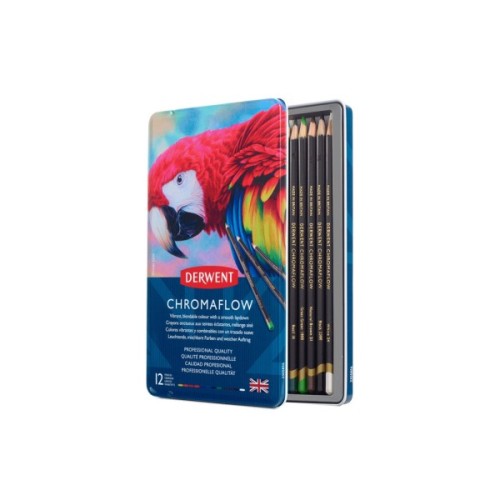 Олівці кольорові Derwent Chromaflow 12 кол. у металевому пеналі (5028252616119)