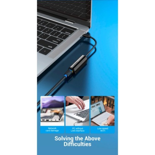 Перехідник USB-C to RJ45 Ethernet 1000Mbps Vention (CFBBB)