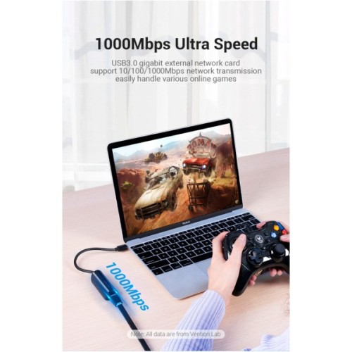 Перехідник USB-C to RJ45 Ethernet 1000Mbps Vention (CFBBB)
