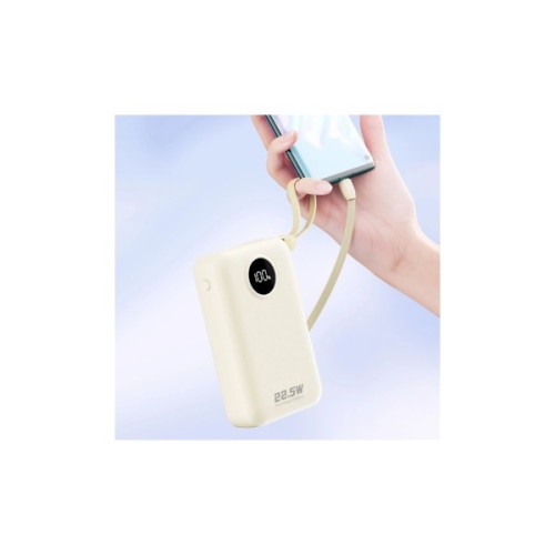 Батарея універсальна Dudao 20000mAh K14+ 22.5W, PD, QC, USB-A, USB-C(In/Out), with built-in USB-C/Lightning cables, White (6977196680023)