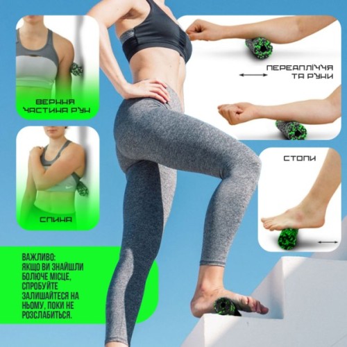 Масажний ролик PowerPlay PP-4346 Mini EPP Foam Roller 15x5,3см Чорно/Зелений (PP_4346_Green_(15*5))