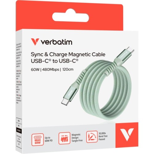 Дата кабель USB-C to USB-C 1.2m Magnetic 60W green Verbatim (31864)