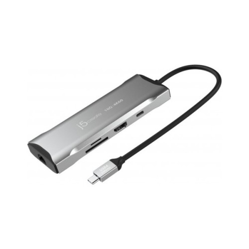 Порт-реплікатор J5create Dock-Station USB-C 10Gbps, 7-in-1 (хаб/HDMI/PD/картридер) (JCD393-N)
