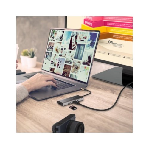 Порт-реплікатор J5create Dock-Station USB-C 10Gbps, 7-in-1 (хаб/HDMI/PD/картридер) (JCD393-N)