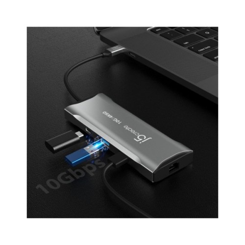 Порт-реплікатор J5create Dock-Station USB-C 10Gbps, 7-in-1 (хаб/HDMI/PD/картридер) (JCD393-N)