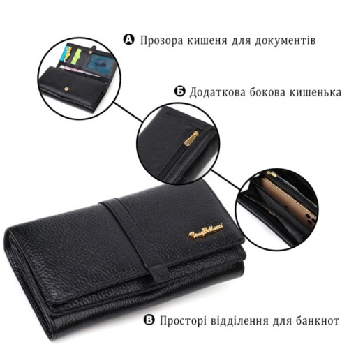 Гаманець Tony Bellucci З натуральної шкіри Чорний (21961)