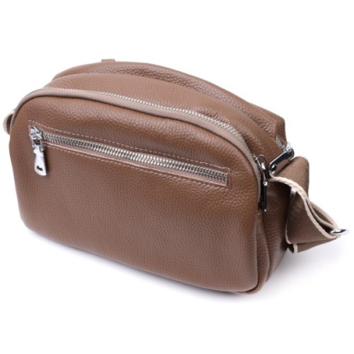 Сумка Vintage З двома відділеннями з натуральної шкіри Коричнева (22596)