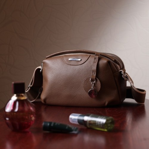 Сумка Vintage З двома відділеннями з натуральної шкіри Коричнева (22596)