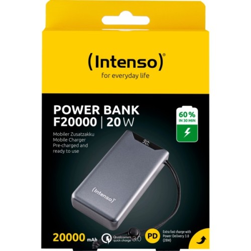 Батарея універсальна Intenso F20000 20000mAh PD/18W, QC3.0, grey (7332054)