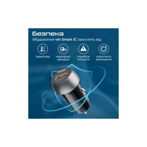 Зарядний пристрій Promate drivegear-pd33 USB-C PD33W + USB-A QC3.0 Black (drivegear-pd33)