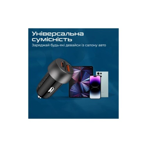 Зарядний пристрій Promate drivegear-pd33 USB-C PD33W + USB-A QC3.0 Black (drivegear-pd33)