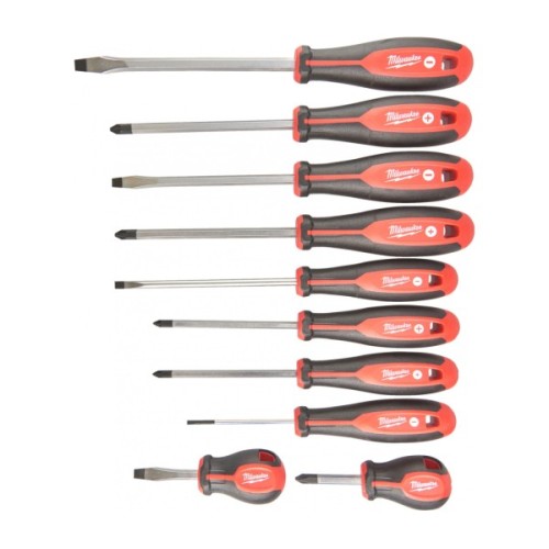 Набір викруток Milwaukee магнітних з трьогранною рукояткою PH/PZ/SL 10шт (4932471808)