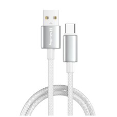 Дата кабель USB 2.0 AM to USB-C 2.0m 3A zinc alloy braided white ColorWay (CW-CBUC099-WT)