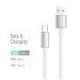 Дата кабель USB 2.0 AM to USB-C 2.0m 3A zinc alloy braided white ColorWay (CW-CBUC099-WT)