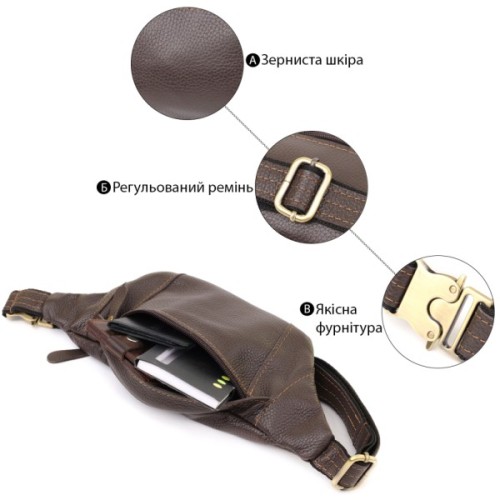 Сумка Shvigel З натуральної шкіри Коричнева (23128)