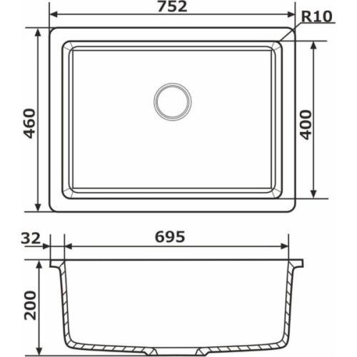Мийка кухонна GRANADO Under top XL gris (gr3708)