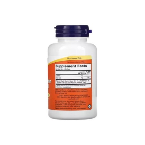 Трави Now Foods Олія насіння чорного кмину, 1000 мг, Black Cumin Seed Oil, 60 гелевих (NOW-01711)