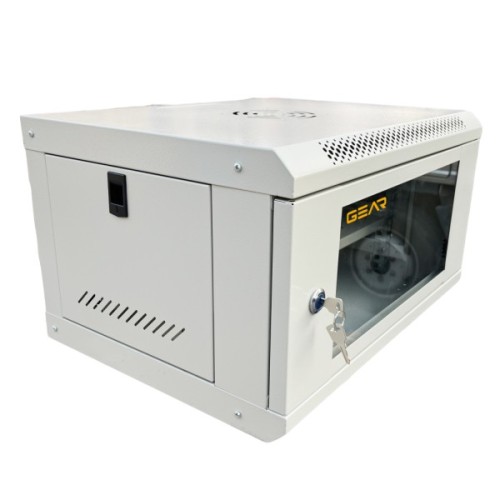 Шафа настінна GEAR 6U 19" 600x600x300 мм, + полка 19", grey (GWMSN-6U-600-600G)