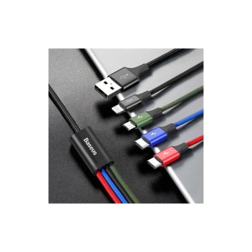 Дата кабель USB 2.0 AM to Lightning + Micro 5P + USB-C 1.2m 3.5A black Baseus (CA1T4-B01)