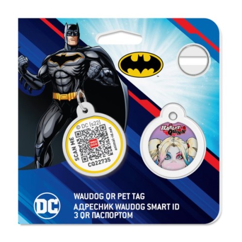 Адресник для тварин WAUDOG Smart ID з QR паспортом "Харлі Квінн" коло 25 мм (укр) (0625-1001uk)