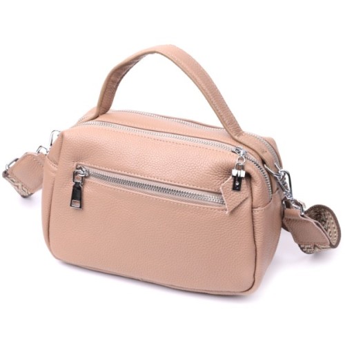 Сумка Vintage Жіноча на два відділення з натуральної шкіри Бежева (22345)