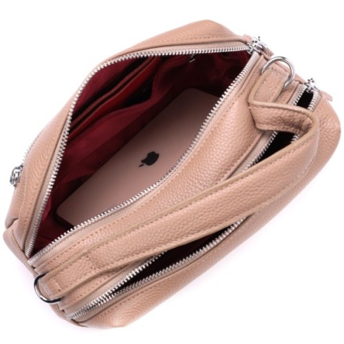 Сумка Vintage Жіноча на два відділення з натуральної шкіри Бежева (22345)