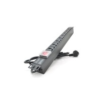 Силовий блок 19" 8 універс. розеток, кабель 1.8м, вимикач, алюм. корпус PiPo (PP8PDUGR-UN)