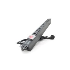 Силовий блок 19" 8 універс. розеток, кабель 1.8м, вимикач, алюм. корпус PiPo (PP8PDUGR-UN)