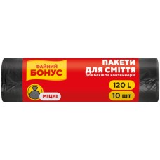Пакети для сміття Бонус Чорні 120 л 10 шт. (4823071624878)