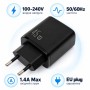 Зарядний пристрій Vinga 2xUSB-C + USB-A Display 45W (VCR45ACCDB)