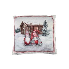 Наволочка Прованс декоративна Snowfall Пара гномів 45х45 см Сіра з червоним (23806)