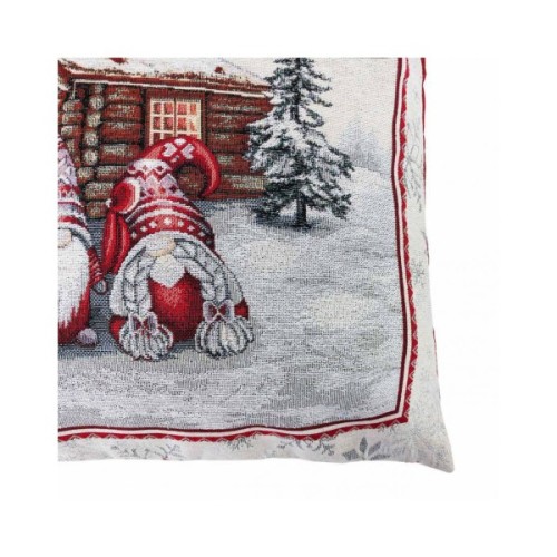 Наволочка Прованс декоративна Snowfall Пара гномів 45х45 см Сіра з червоним (23806)