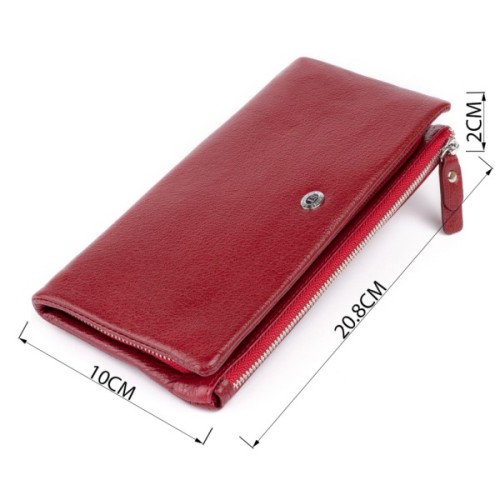 Гаманець ST Leather Зі шкіри з кишенею для мобільного Бордовий (19311)