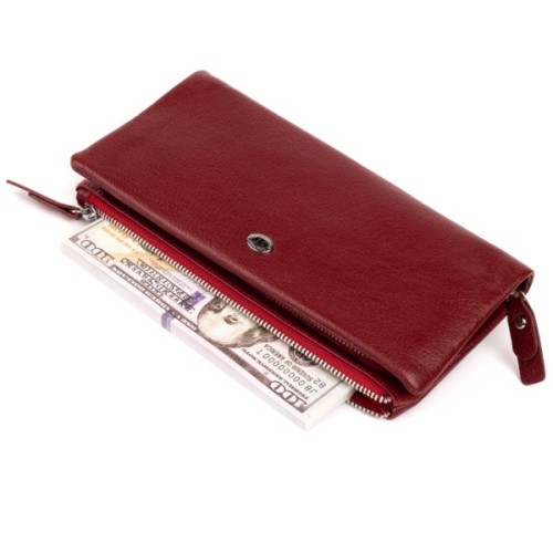 Гаманець ST Leather Зі шкіри з кишенею для мобільного Бордовий (19311)