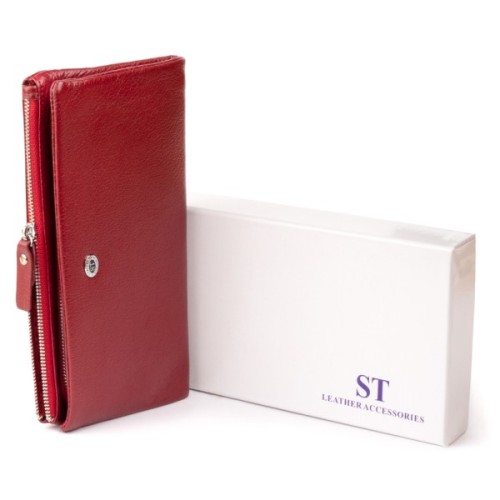 Гаманець ST Leather Зі шкіри з кишенею для мобільного Бордовий (19311)