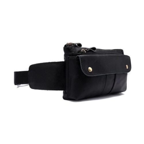 Сумка Vintage Бананка зі шкіри Чорна (14809)