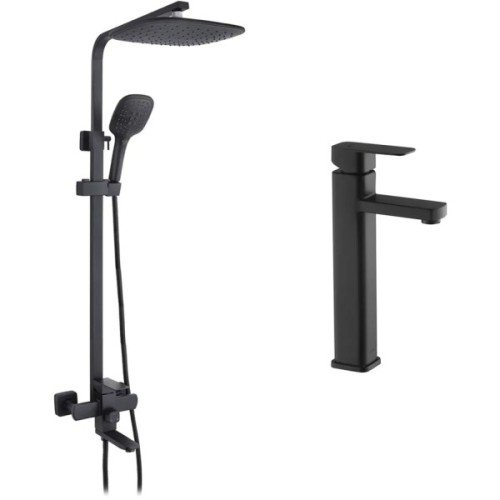 Душовий гарнітур Kroner Edelstahl Kubus-SCH063 + змішувач Edelstahl Kubus-SCH010-3 (CVS30177)