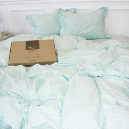 Постільна білизна MirSon Satin Stripe 30-0013 Azure 175х210 двоспальний (2200005252390)