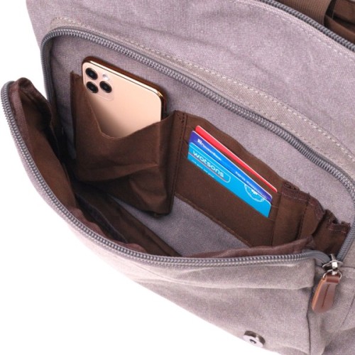 Сумка Vintage Горизонтальна чоловіча з текстилю Сіра (21241)