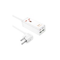Мережевий фільтр живлення HOCO AC10A, 1 роз, 2 USB, 2 USB-C, 65W, 1,5м, White (HOCO AC10A/W)
