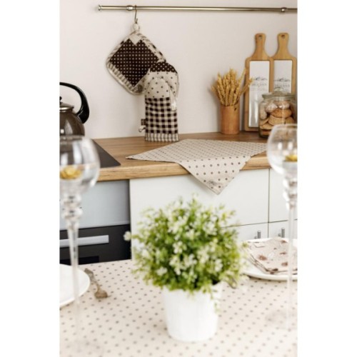 Скатертина Прованс Горох коричневий Господиня 180х136 см (4823093451087)